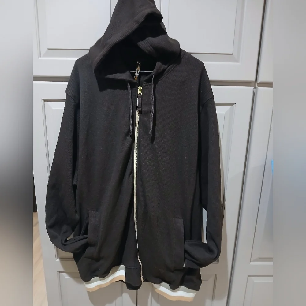 Brown Heavy Duty Waffle Hoodie Size:2XL Y2K VINTAGE MENS